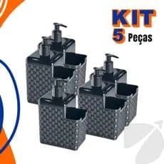 Kit com 5 Porta Detergente Sabão 2 em 1 Com Suporte Para Bucha Esponja Rattan