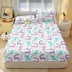 Kit Jogo de Lençol Microfibra Estampado Infantil Dinossauro 400 Fios - CASAL / QUEEN  - Estampas