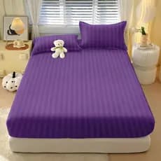 Jogo De Lençol Com Elástico Roupa de Cama Percal Macio Nao Desbota Listrado Estampado