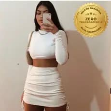 Conjunto Saia e Cropped Moda Gringa Blogueira