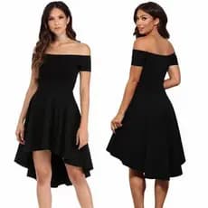 Vestido Feminino Ombro A Ombro Mullet Manga Curta
