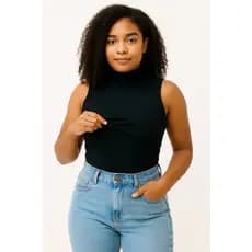 Blusa Amamentação Sem Manga Gola Alta Canelado Premium Com Abertura Para Amamentar