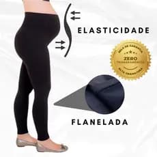 Calça Legging Gestante Flanelada Inverno Grávida Cós Alto Confortavel Gestação Feminina