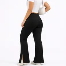 Calça Legging Flare Fenda Bailarina Feminina Blogueira Fitness Academia Inverno