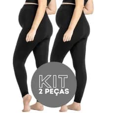 KIT 2 Calça Legging Gestante  Maternidade Gravida  Cós Alto Confortável Gestação Feminina