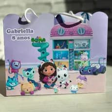Sacola Personalizada Casa Mágica da Gabby - Sacola pegue e monte de papel com alça Gabi