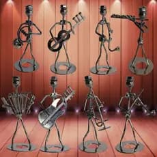 Enfeite Músico de Metal Decorativo Instrumentos Musicais Violao Guitarra Violino Saxofone Trompete Arcodeon