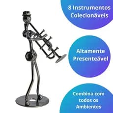 Enfeite Músico de Metal Decorativo Instrumentos Musicais Violão Guitarra Violino Saxofone Trompete Flauta Trompa Arcodeo