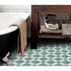 Adesivo para chão piso ladrilho vintage verde antiderrapante Lavável impermeável