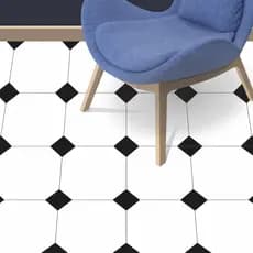 Adesivo para chão piso ladrilho branco com preto antiderrapante lavável impermeável