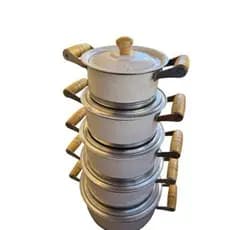 Jogo De Panela Caçarola Alumínio Leve Reforçado Com Tampa Comum Branco 14 a 22cm Premium