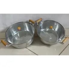 Jogo Kit 2 Panelas Caçarola Alumínio Batido Grosso 28 e 30cm Com Tampa De Vidro