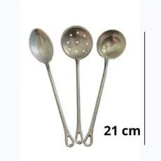 Jogo Kit 3 Colheres Alumínio Para Cozinhar Arroz Feijão Caldos Fritura Utensílios De Cozinha