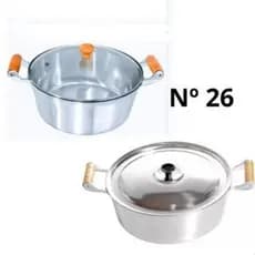 Panela Caçarola N 26 De Aluminio Fundido Grosso Polido Com Tampa De Vidro/Alumínio 4,6L