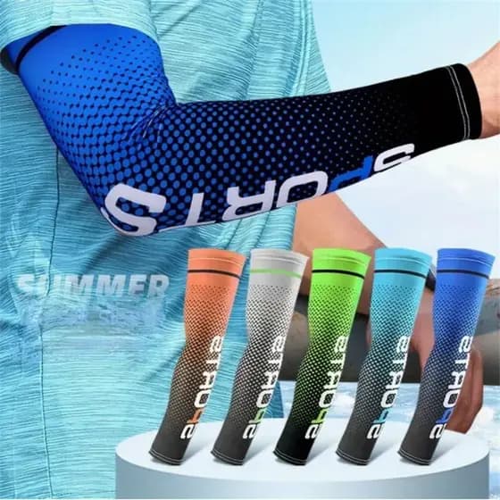 Par Manga de Braço Esportiva Proteção UV Corrida Ciclismo Pesca Compressão Leve Confortável 5 Cores