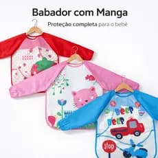 Babador Avental Impermeável Bebê Manga Longa Alimentação Infantil Proteção Roupa