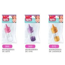 3 Mamadeiras Magica de Boneca - Leite , Suco de Uva e Suco de Laranja - Brinquedo Infantil Para Bonecas