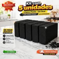 Kit 5 Esponjas Mágicas Pretas Super Abrasivas Limpeza Pesada Air Fryer Fogão Grelha Removedora de Gordura