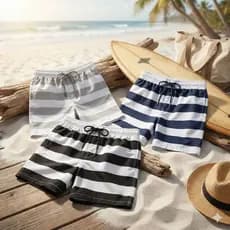 kit-3 bermuda mauricinho listrada  moda praia academia tactel secagem rapida !