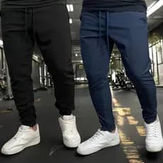 Calça Elastano/Tactel Masculina Treino Corrida Cordão De Ajuste Kit 3,2,1