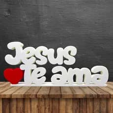 Letreiro Plaquinha Frase Decorativa: Jesus Te Ama Quadro de Decoração Estante Presente