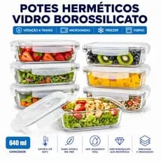 Pote Vidro Hermético Forno Microondas Freezer Airfryer Dieta Fitness Marmita - 1 a 5 unidades