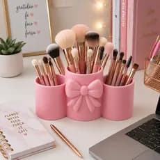 Porta Pincéis Maquiagem Organizador Mesa Porta Canetas Laço Elegante