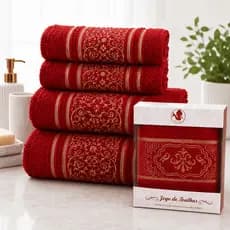 Jogo de Toalha 2 Banho e 2 Rosto 100% Algodão Excelente Absorção Felpuda Macia Marsella