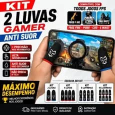 Kit Luva Gamer Dedeira para Celular Anti Suor Free Fire PUBG COD Mobile Alta Sensibilidade FPS