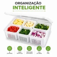 Pote Organizador 6 Divisórias De Alimentos Para Geladeira Cozinha Transparente Cesto Conservação
