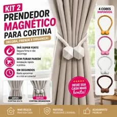 Kit 2 Prendedores Magnéticos para Cortina Abraçadeira Decorativa com Ímã Forte
