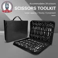 Bolsa Profissional Para Kit De Ferramentas De Cabeleireiro Com 24 Tesouras , Estojo De Armazenamento De Tesoura De Barbe