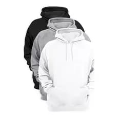Kit 3 Blusas Moletom Canguru Com Capuz Liso Frio Unissex Masculino e Feminino Com bolso