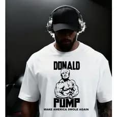 Camiseta Camisa Tshirt 100% Algodão Gym Treino Academia Musculação Fitness Masculina EUA TRUMP