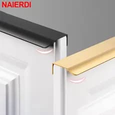 NAIERDI Puxador De Porta Escondido Preto Móvel Longo Em Liga De Alumínio