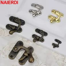 NAIERDI 20 Peças Caixa De Jóias Com Trava De Bronze Antigo Chifre Hasp Madeira Gancho Armário Decorativo Cadeado