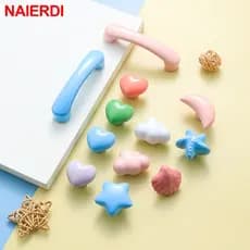NAIERDI Moon Star Cartoon Cabinet Knobs Quarto Das Crianças Roupeiro Cerâmico Maçanetas Porta De Jardim Para