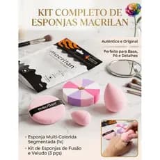 Kit 2 em 1 Esponjas de Maquiagem Macrilan - Kit Pizza Colorida + Esponjas de Fusão e Puff de Veludo✨️