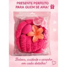 kit para maquiagem e skincare cor rosa🌸 Tiara + pulseira lavagem + esponja + presilhas 🌸