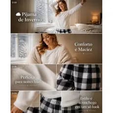 ❄️🤍 Pijama de Inverno Xadrez – Conforto e Estilo para as Noites Frias 🤍❄️ TAMANHO M!.