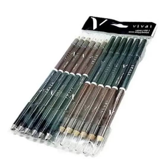 Box 12 Lapis De Maquiagem Vivai Delineador Olhos Sobrancelha Pigmentado Macio