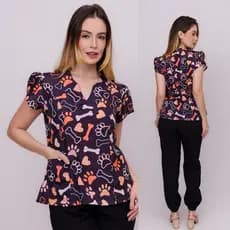 Conjunto Pijama Cirúrgico/Hospitalar Estampado - VETERINÁRIA