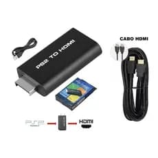 Adaptador Conversor Ps2 Áudio & Vídeo - AV Para Cabo Hdmi Com cabo HDMI 3 Metros.