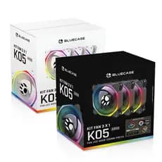 Kit 3 Ventoinhas Gamer 120mm  Bluecase K05ARGB conector ARGB 5v3Pin/Sata/reset