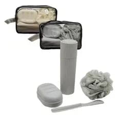 Kit Viagem 5 Peças Com Bolsa Esponja Pente e Ducha