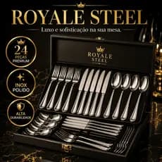 Kit Talheres Inox 24 Peças Completo Royale Steel 24 Peças Inox Premium Luxo Elegante