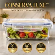 Pote Hermético de Vidro 640ml Conserva Luxe™ Conserva Alimentos Frescos por mais tempo