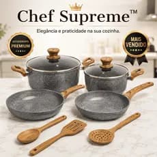 Panelas Antiaderente Chef Supreme™ 7 Peças | Cozinha Sofisticada e Funcional