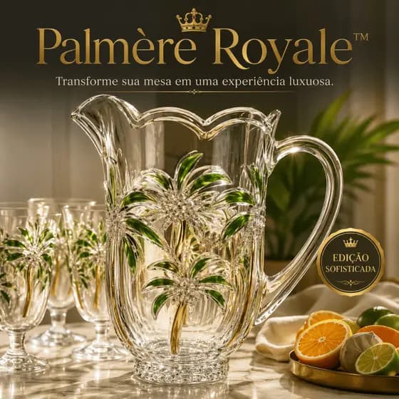 Conjunto 6 Taças Palmer de Vidro Premium Palmère Royale™ com Jarra 1,5L | Elegância e Sofisticação