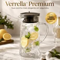 Jarra de Vidro Verrella™ 1,5L, Tampa Hermética Premium | Elegante, Resistente, Água, Suco e Bebidas